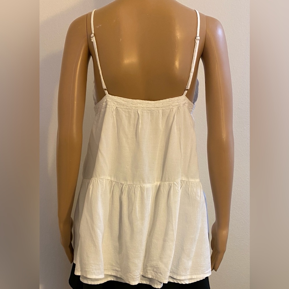 Women Your Favorite White Adjustable Spaghetti Strap V Neck Lined Summer Top - Picture 2 of 5